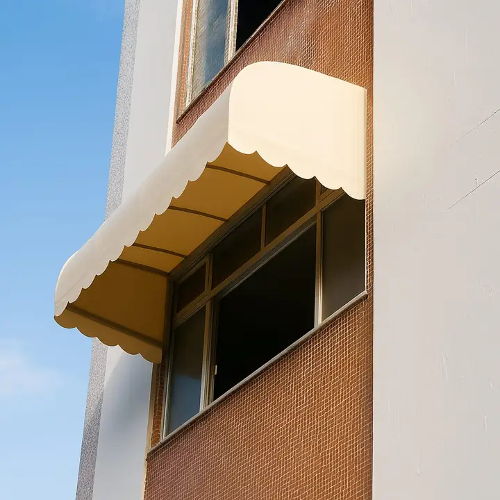 Toldo de lona em fachada de prédio